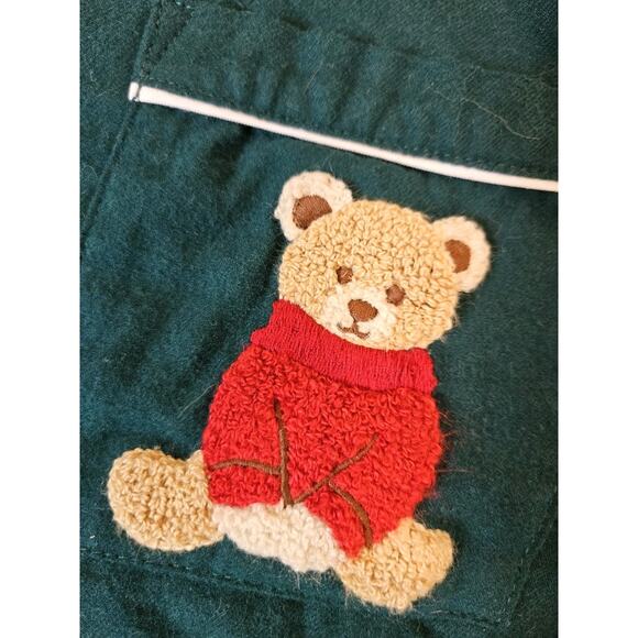 NWT Posh Peanut Women's Flannelette Luxe Pajama Set M Green Teddy Bear Soft - Picture 5 of 9